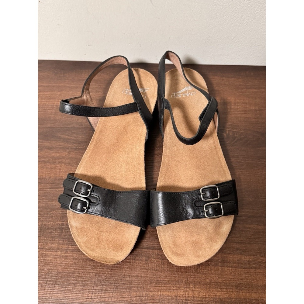 Dansko Rebekah Black Leather Ankle Strap Sandals Womens Sz 40 EU 9.5 US